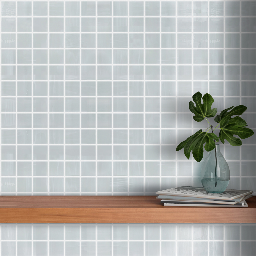 Porcelain white square glass mosaic