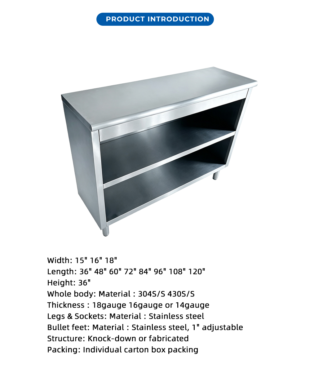 خزانة تخزين ستانلس ستيل أمامية مفتوحة X Open Front Stainless Steel Storage Cabinet X