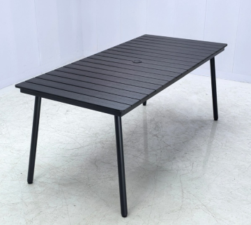Iron-Plastic Wood Outdoor Table in Dark Gray