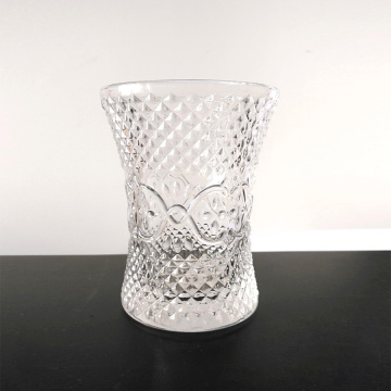 Décoration de vase en verre à la main en diamant clair en gros