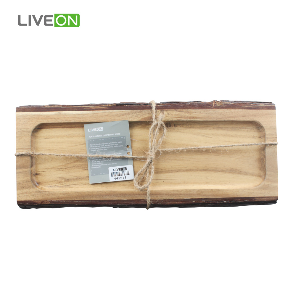 Madeira de acácia com placa Live Edge Bark