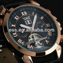 Jargar Tourbillon Rose Golden Automatic Watch Leather Band