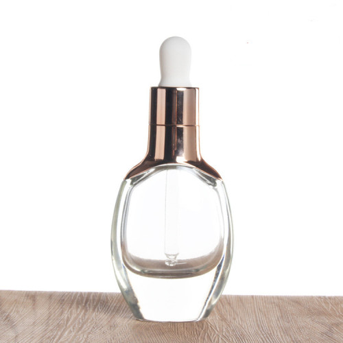 30ML transparent flat glass dropper bottle