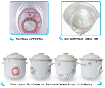Electric white ceramic crock pot for soup and porridge DDG-45C