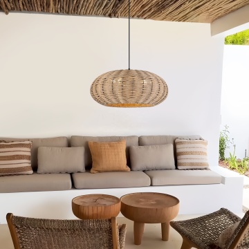 Hemp Rope LED Chandelier Pendant Lamps Weave Handmade Bamboo Pendant Light