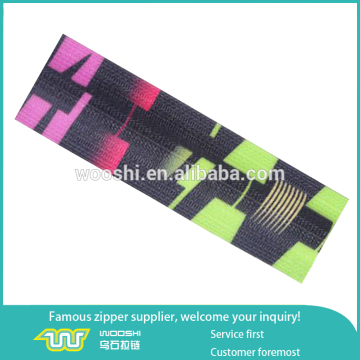 Printing pattern nylon waterproof zipper new design nylon zipper for driving suits