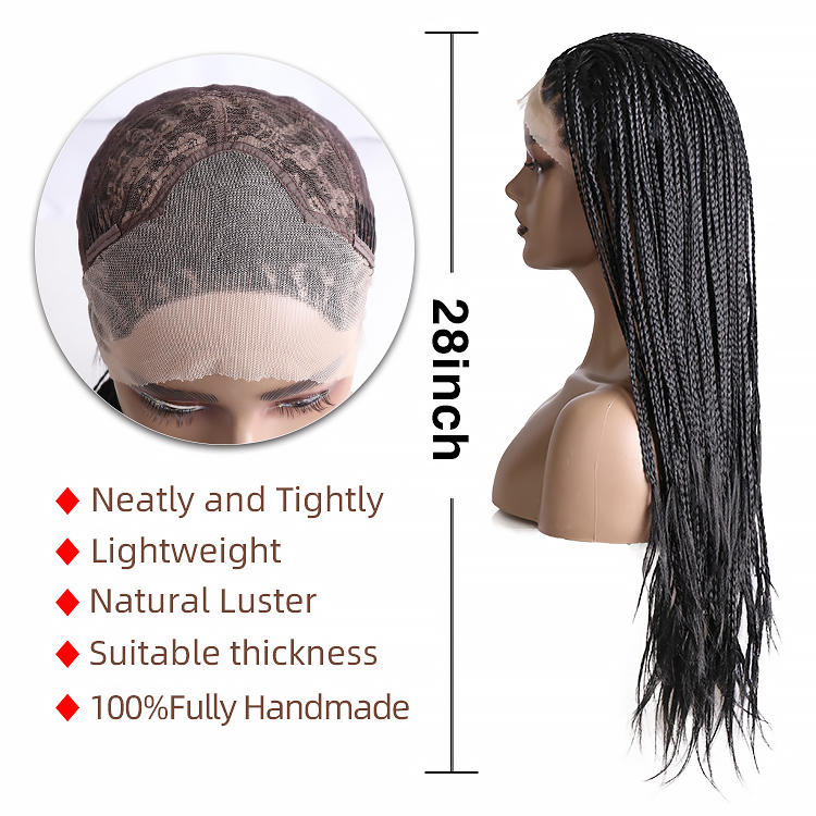 Julianna hair braided three-strand meches for dreadlocks faux locs braided wigs lace front custom logo box braided lace wigs