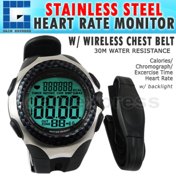 Stainless Steel Watch Heart Rate 30M Monitor Chest Belt Sensor