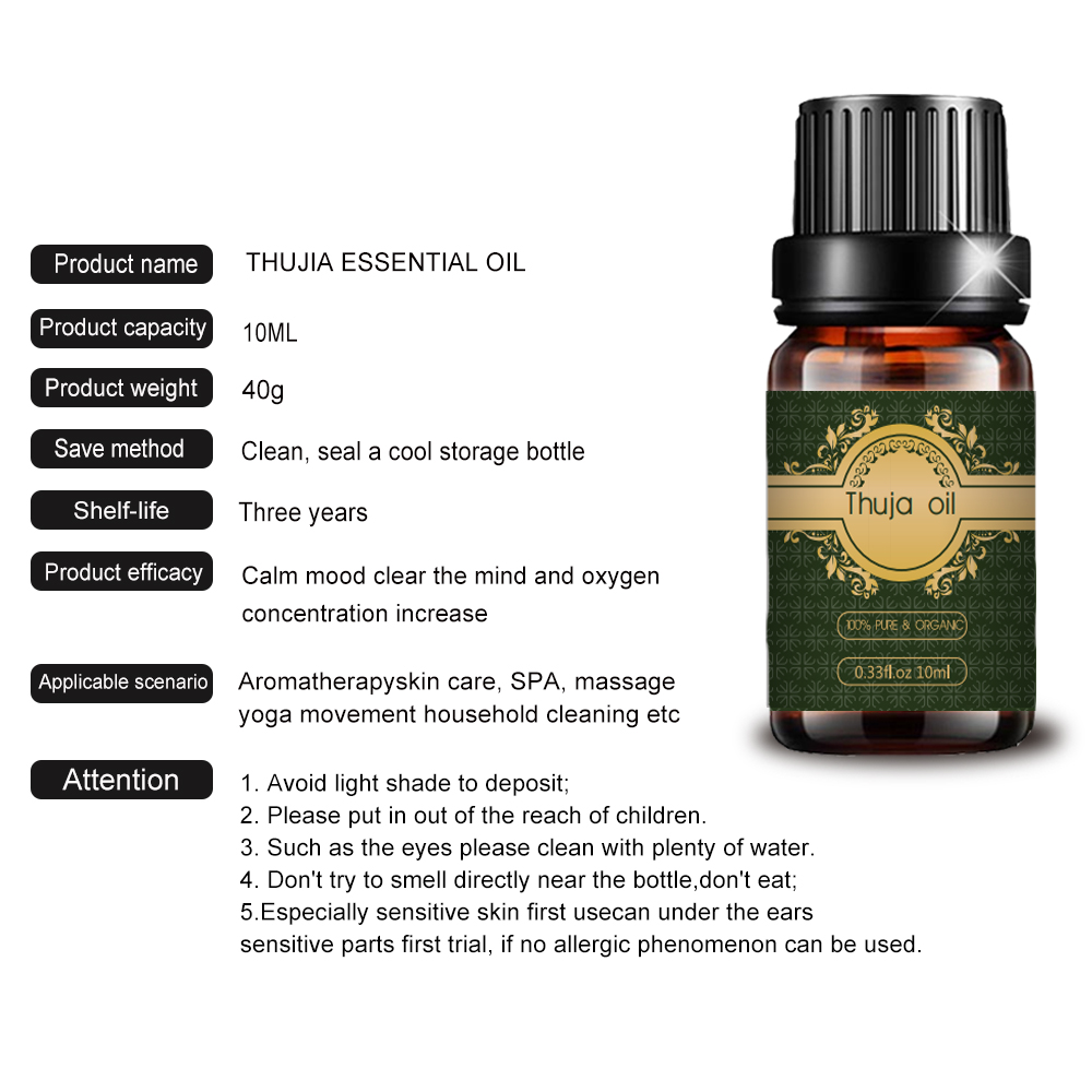 Etiqueta privada Pure Thuja Essential Oil Cuidado de la piel