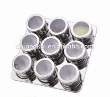 9pcs Stainless Steel Magnetic Spice Jar Condiment Set