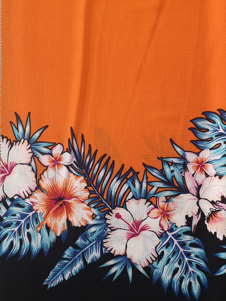 Border Flower Polyester Bubble Crepe Printing Fabric