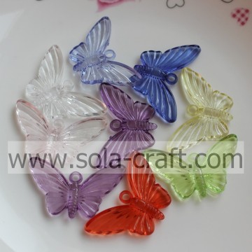 Many Of Acrylic Butterfly Transparent Beads Plastic Stripe Bowtie trimming