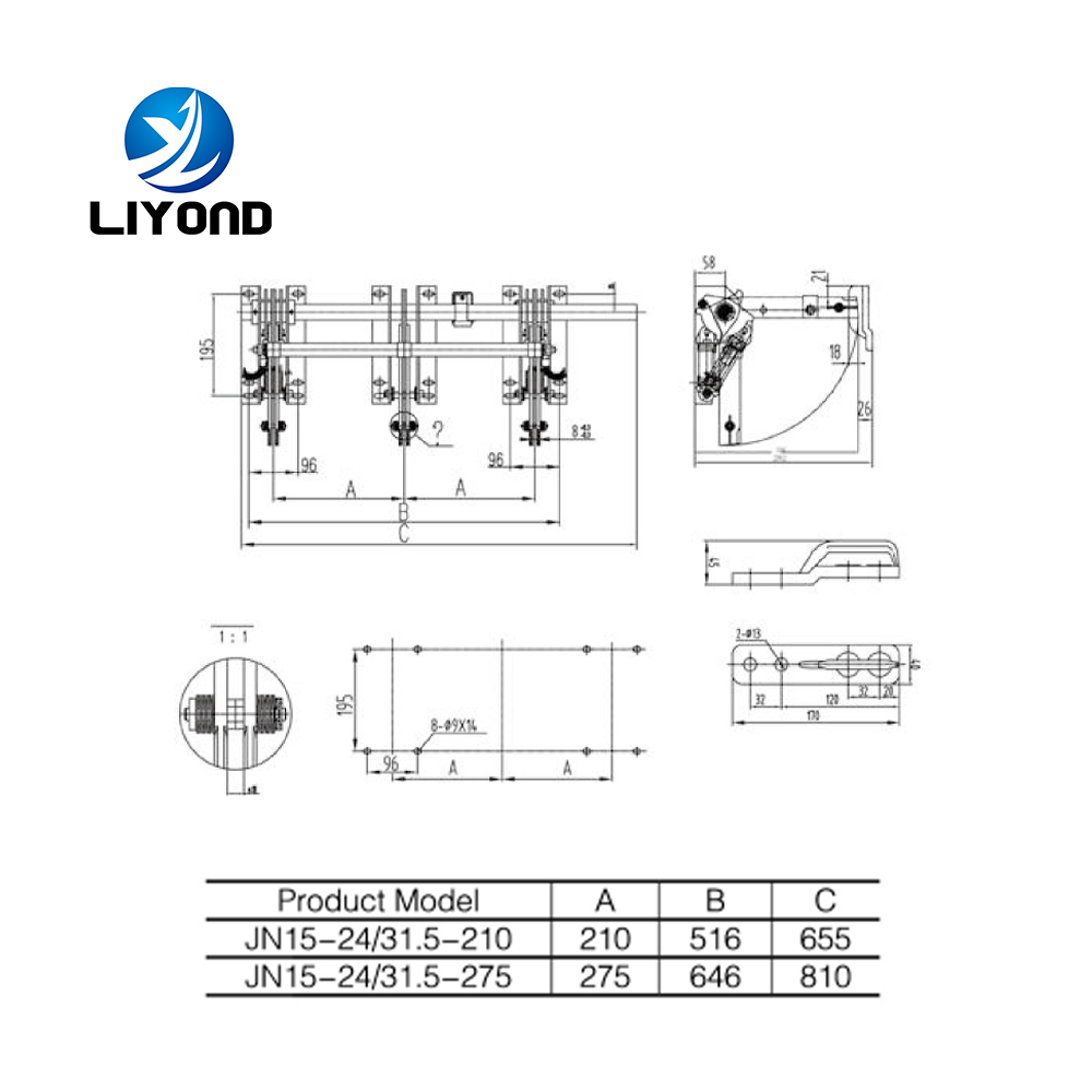 24kv JN15A-24-31.5 indoor three phase insolation switch earth switch for high voltage switch cabinet