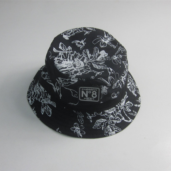 High Quality Black Print Bucket Hat