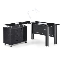 Factory Wholesale Modern Glass Desk Executive Office Furniture Boss President L Type Black Computer Desk