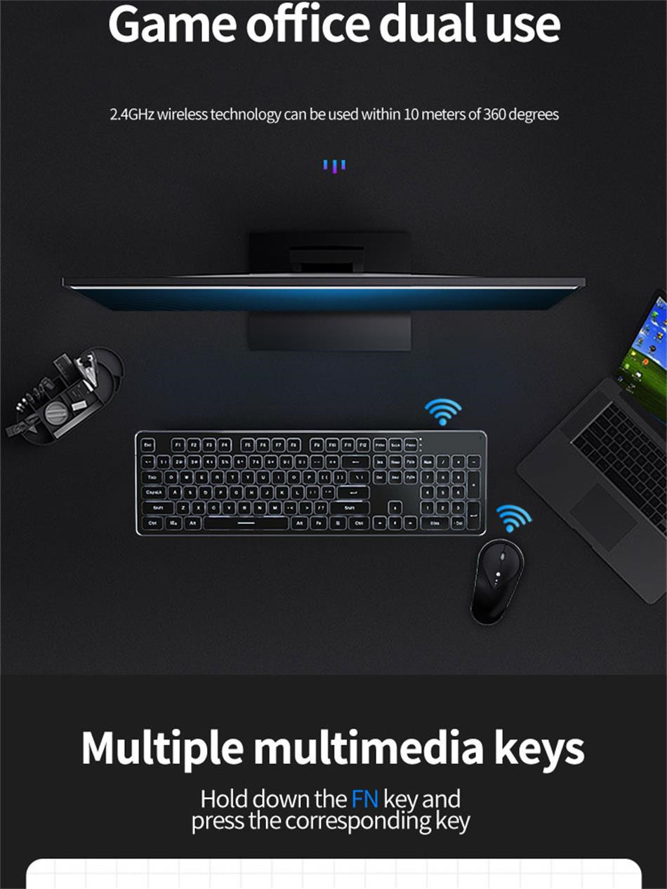 wireless light up keyboard and mouse 