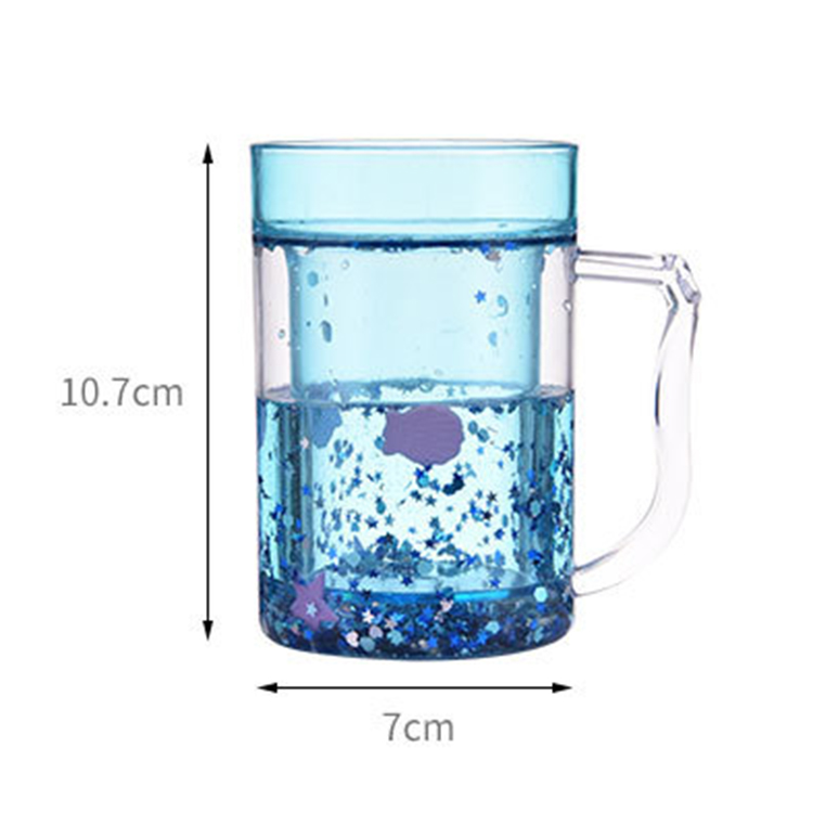 Refreezable Plastic Double Wall Freezer Mugs With Gel,16oz Frosty Ice Gel Beer Mugs BPA-Free Freezable Drinking Cups with Handle