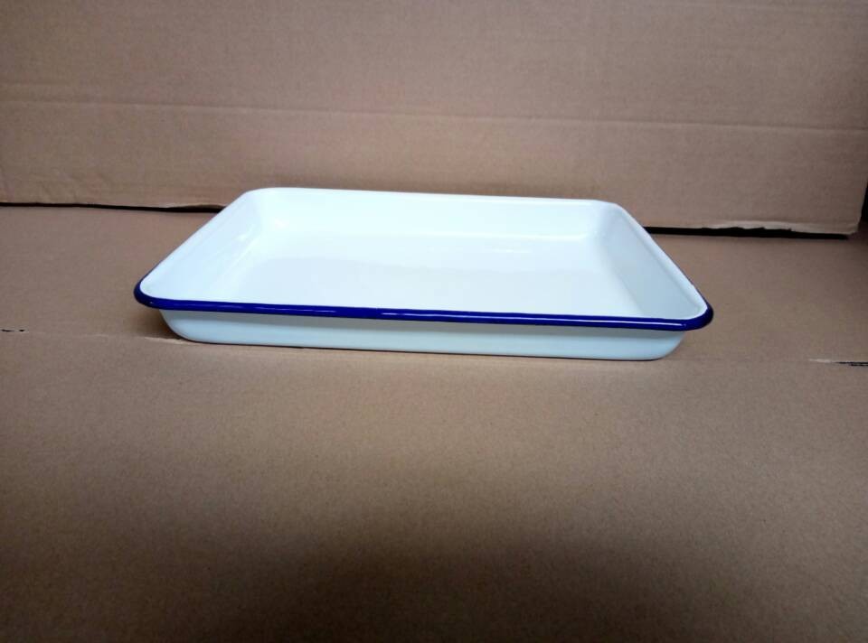 Logo and Color Customized Enamel Baking Tray with Rolled Rim