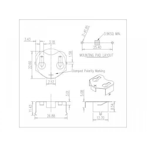 2477 THM Coin Cell Clip BS-SN-R-3039