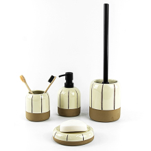 Rustic Farmhouse Style Cream and Clay Bath Accessories