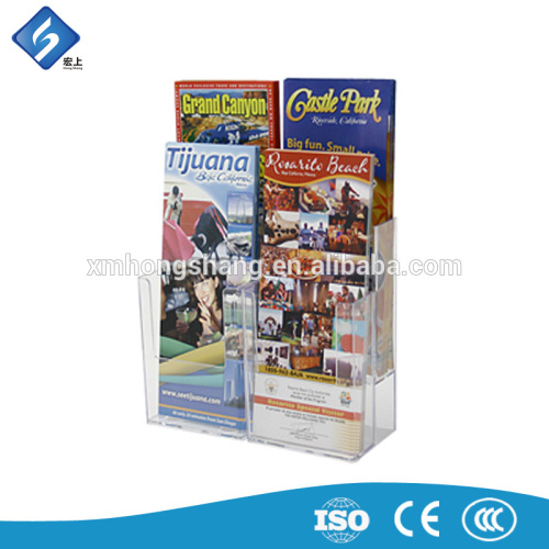 Table Stand 4 Pocket Acrylic Brochure / Pamphlet / Literature Holder for Promotion