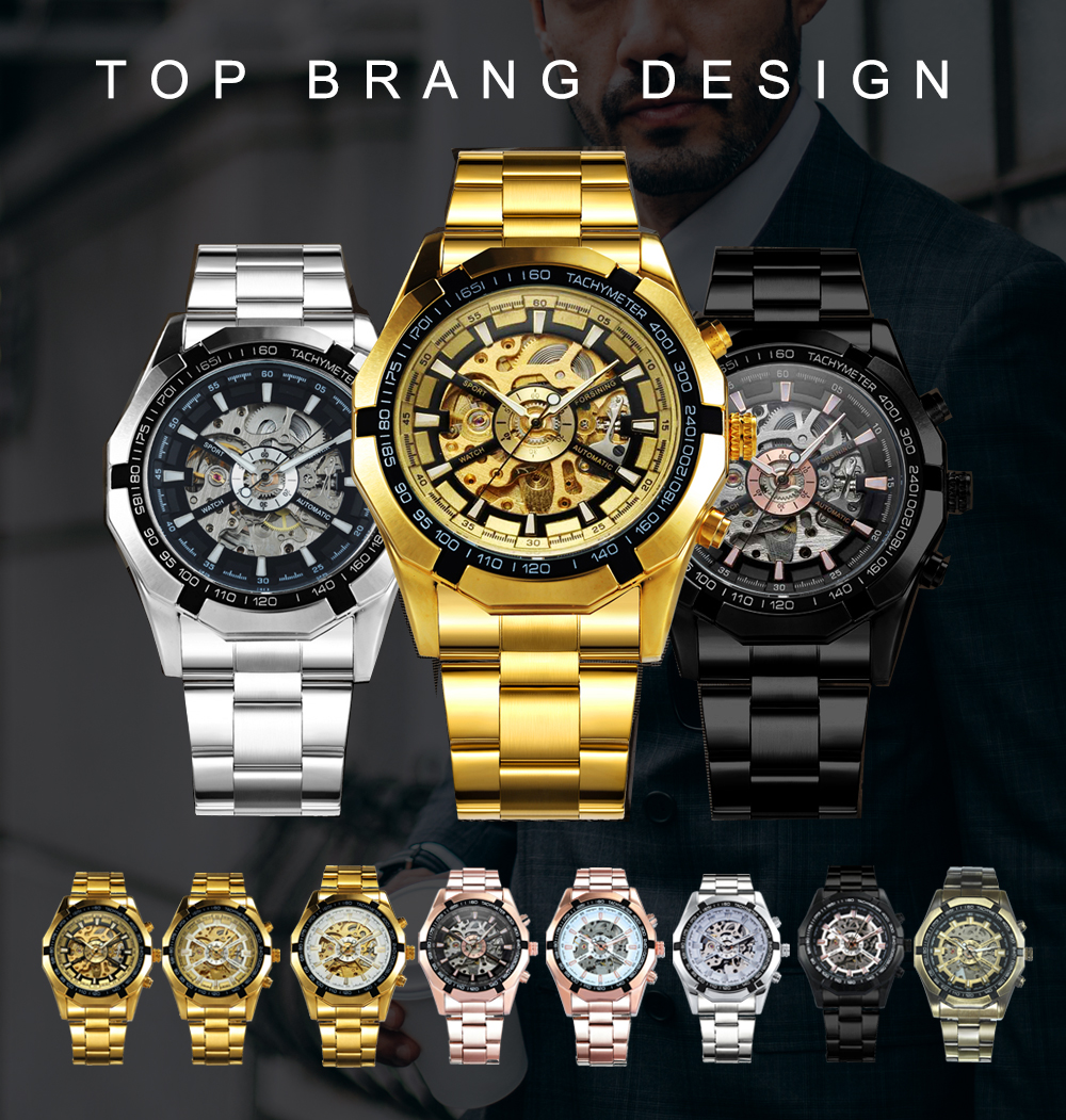 FORSINING 340 Customizable men mechanical wristwatch analog fashion steel forsining automatic mechanical watch