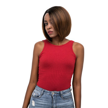 Short Bob Straight Wigs Lace Synthetic Wigs Brown Synthetic Fiber Hair Wigs For Women