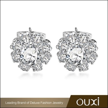 OUXI new design star zircon sun flower initial earrings