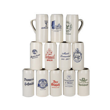 Salt glaze stoneware beer mug with handle