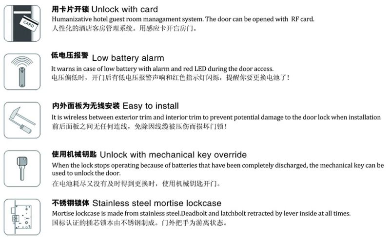 PVD Finish Hotel Door Lock