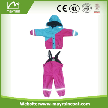 Hight Quality PU Print Waterproof Kids Pu Rainsuit