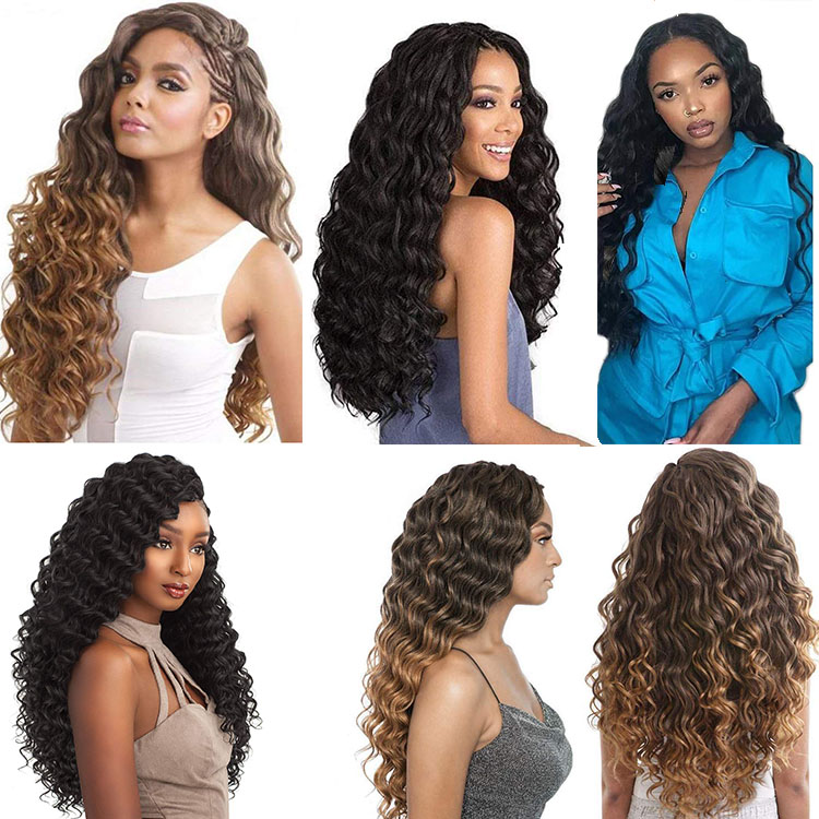 Wholesale Deep Wave Twist Crochet Hair Extension Ombre Color 20inch 80g Synthetic Fiber Curly Wavy Deep Twist Braiding Hair