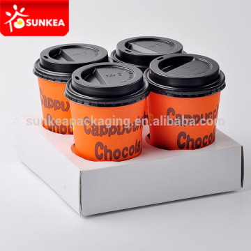 Disposable white paperboard paper cup holder tray