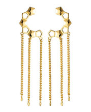 Long gold drop earring with three chains