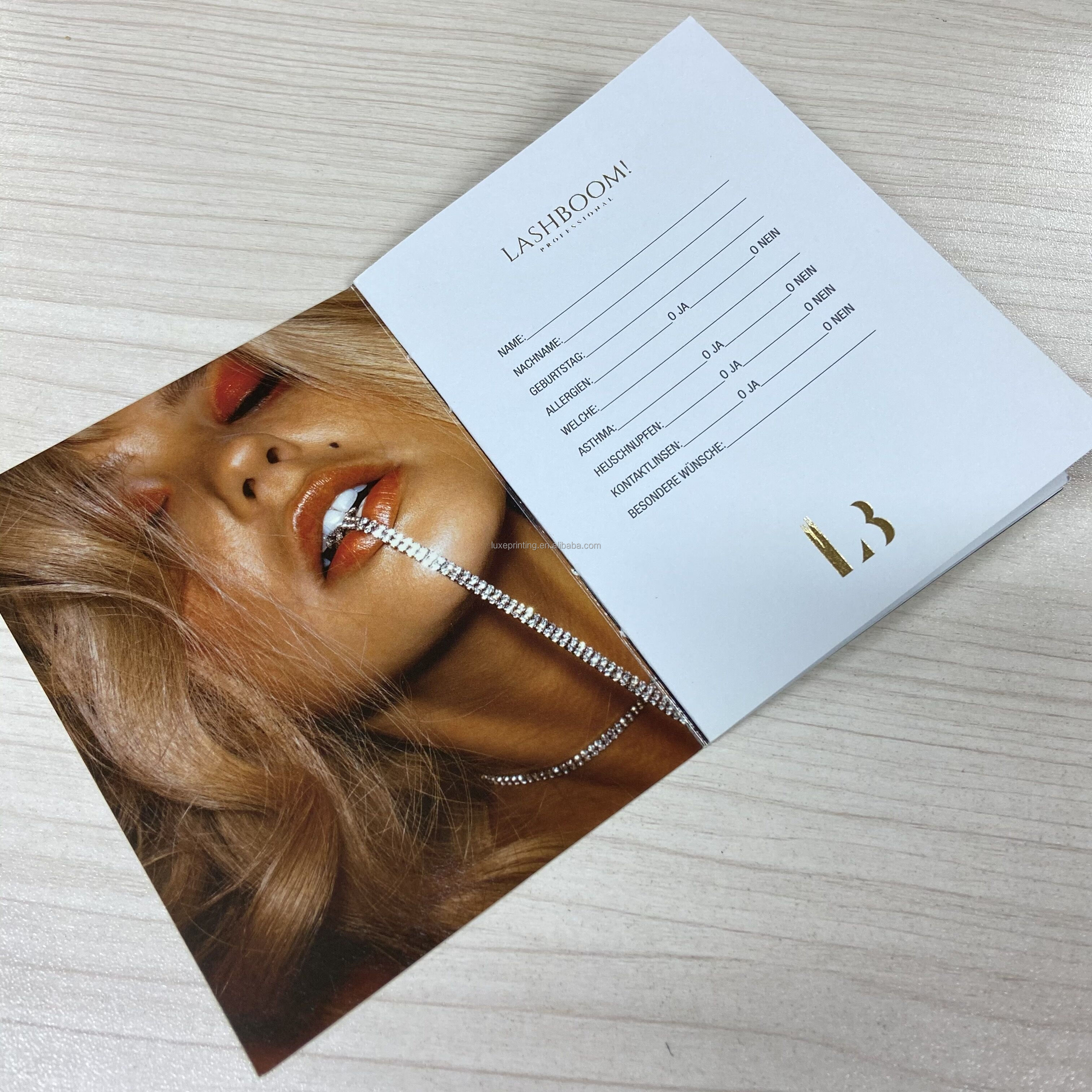 Custom printing booklet/pamphlet/manual folded leaflet luxury pocket brochure with gold foil writing