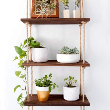 Wooden 3-tier Hanging Wall Flower Rack