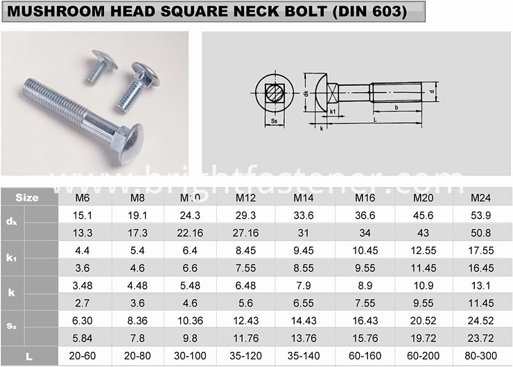 carriage bolt size