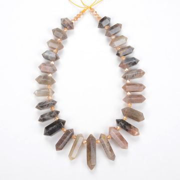 Smoky Quartz Cluster Point Strand - Raw Quartz Crystal Points with Drilled Holes