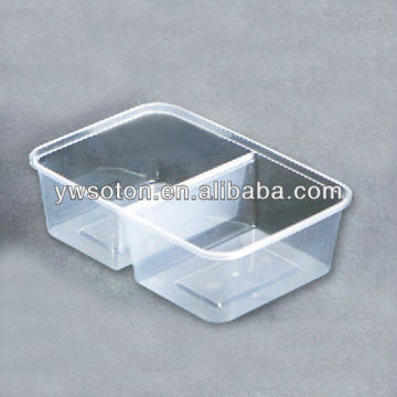 PP rectangle two grid lunch boxes plastic lunch boxes