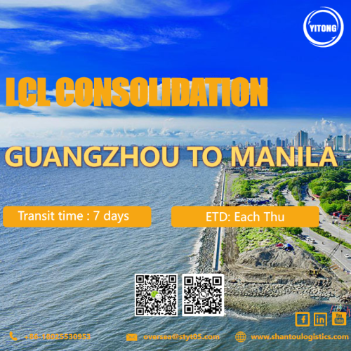 LCL -consolidatiepercentage van Guangzhou naar Manila