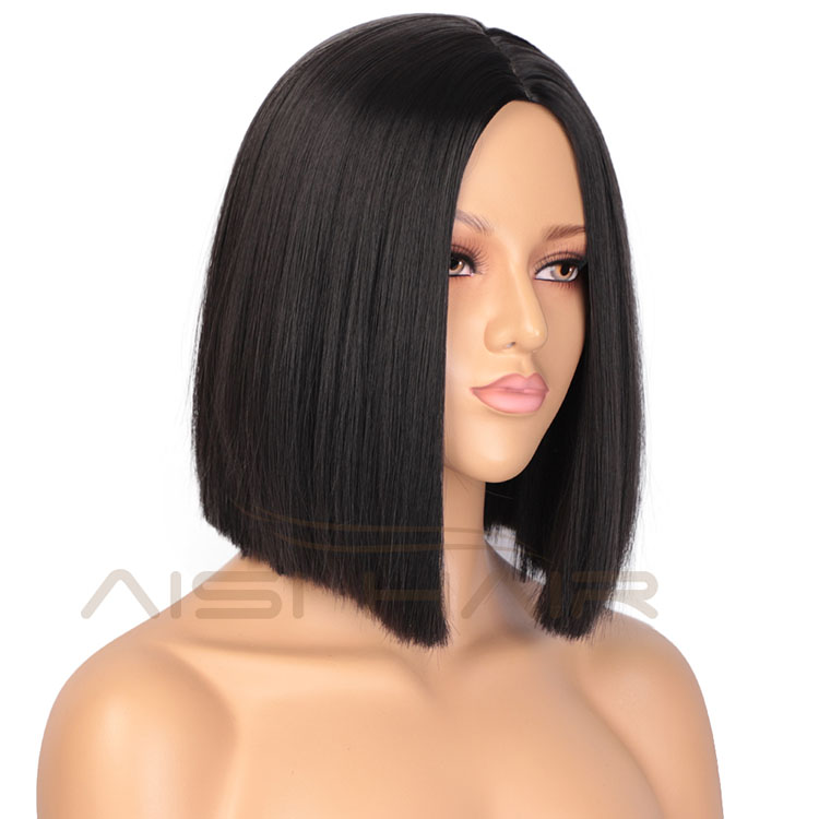 Black ForBlack Women Wigs Cosplay Party Short Bob Silky Straight Heat Resistant Synthetic Fiber Hair Wigs