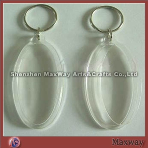 Ellipsoidal clear acrylic/lucite key chain/key ring