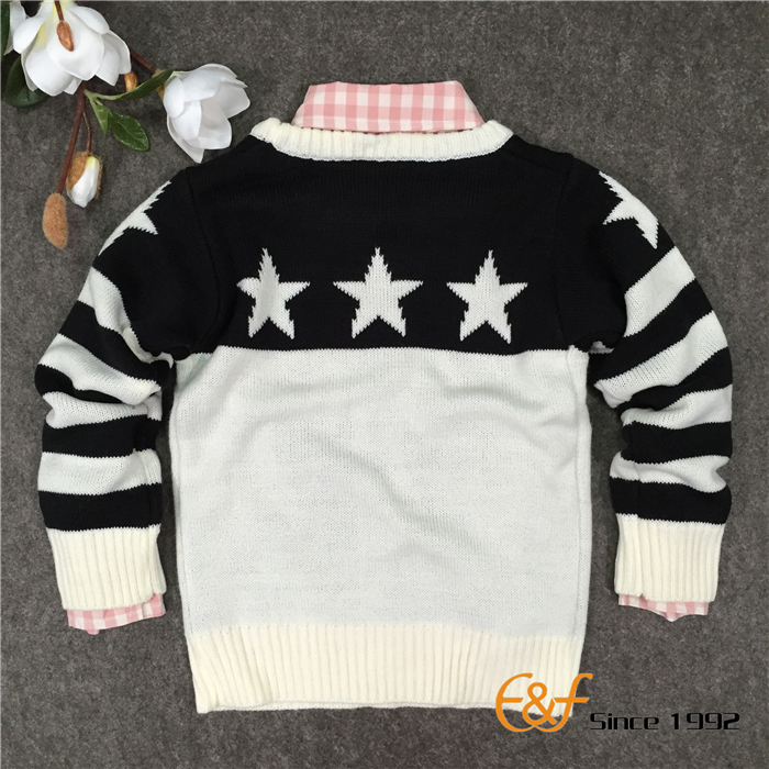 Black-white Color Jacquard Sweater