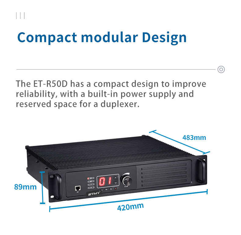 ETMY ECOME New DMR NXDN Digital ET-R50D Repeater 2U 3U VHF UHF Walkie Talkie Multi-protocol Trunking Repeater IP Site Radio