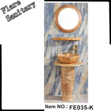 light yellow ceramic modern porcelain pedestal sinks