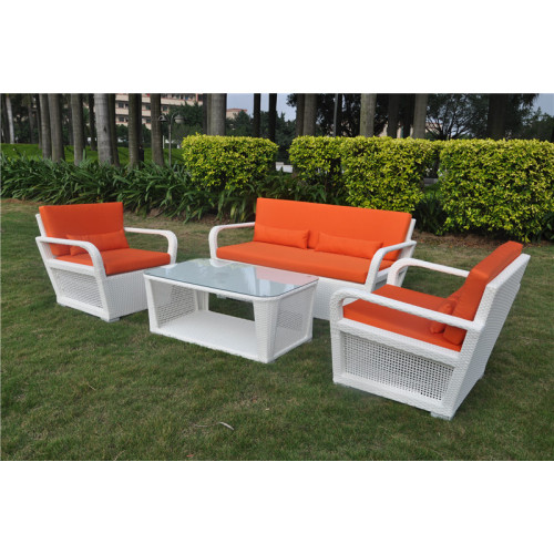 Rattan sofa გარე ბინა ვიკერის წრის ავეჯით