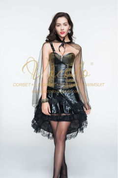 #9139 Satin PU Chinese Poem Design Corset Costume Wholesale Support