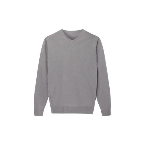 Pull homme tricoté Essential en laine/acrylique à col en V