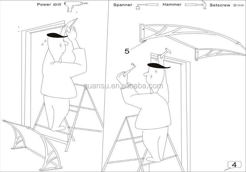 Uk Market Popular Style Diy Sun Shade White Plastic Arm With Clear Pc Cover Board Outdooor Polycarbonate Canopy