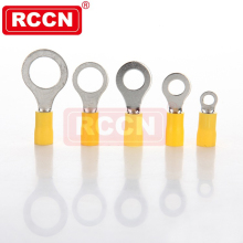RCCN Insulated Yellow Ring Terminals RF5.5-6 - Plastic Coated Terminal Copper Cable Lugs with PVC Jacket